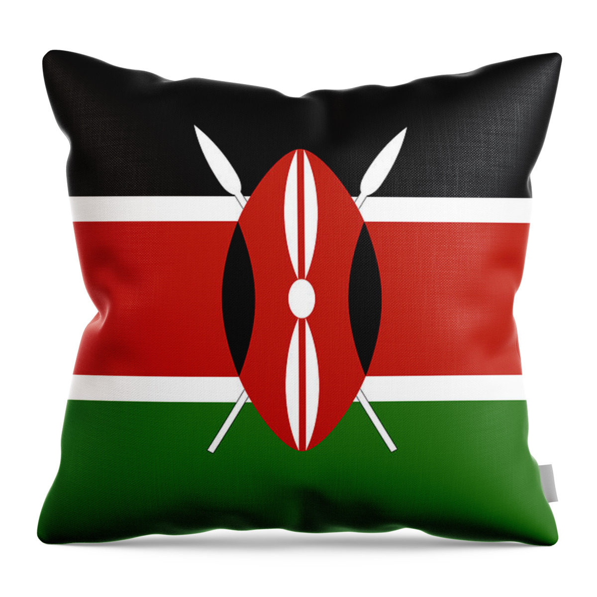Africa Throw Pillow featuring the digital art Flag of Kenya by Roy Pedersen