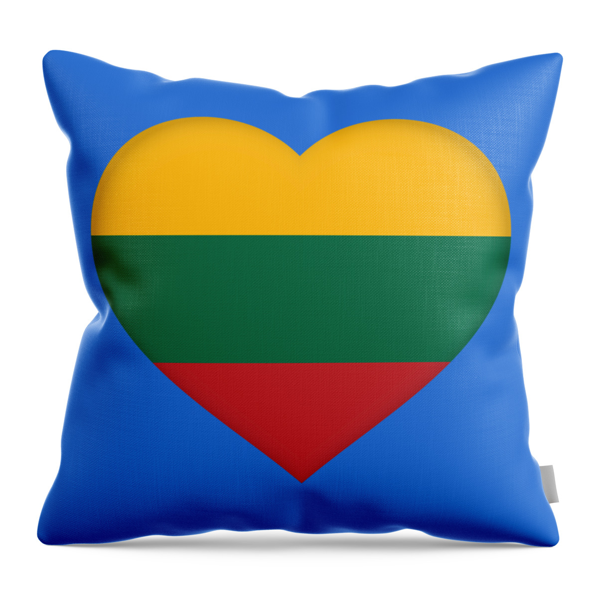 Lithuania Throw Pillow featuring the digital art Flag of Lithuania Heart by Roy Pedersen