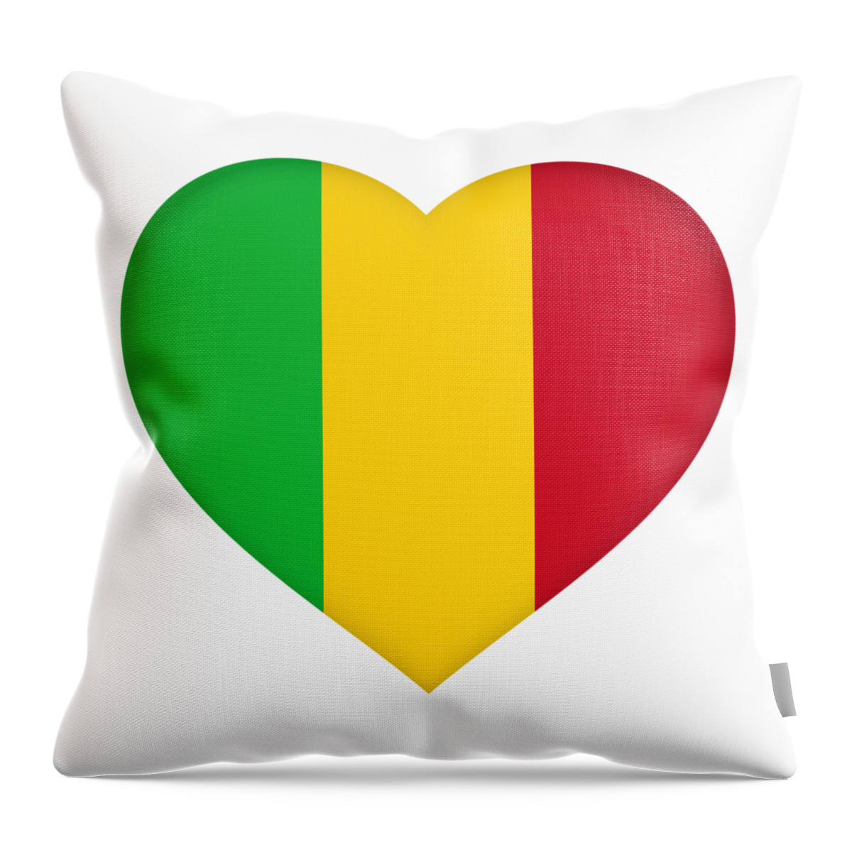 Africa Throw Pillow featuring the digital art Flag of Mali Heart by Roy Pedersen