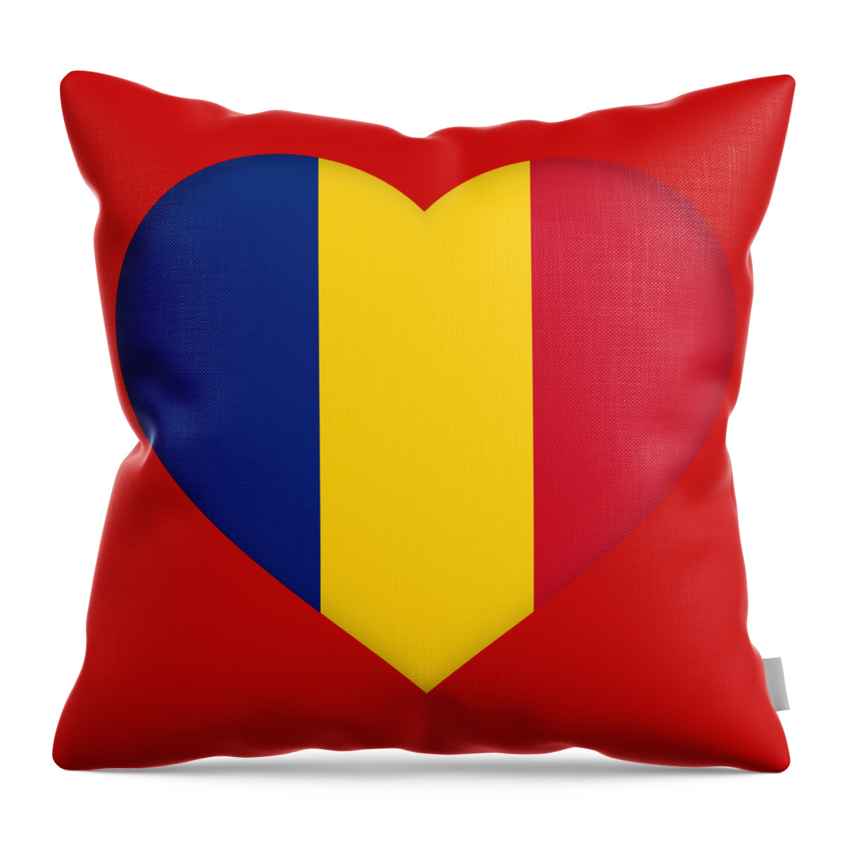 Romania Throw Pillow featuring the digital art Flag of Romania Heart by Roy Pedersen
