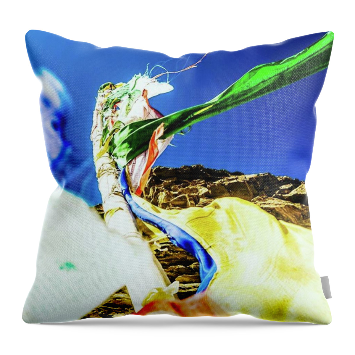 Leicacamera Throw Pillow featuring the photograph Flags Of Many Colours by Aleck Cartwright