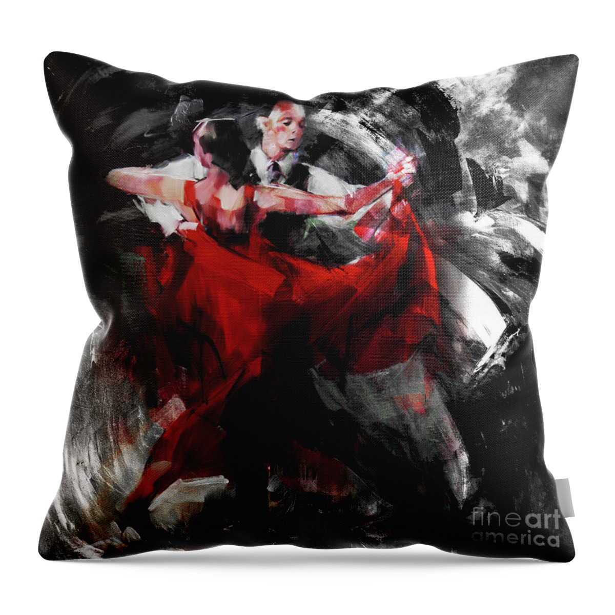 Dance Throw Pillow featuring the painting Flamenco couple dance by Gull G