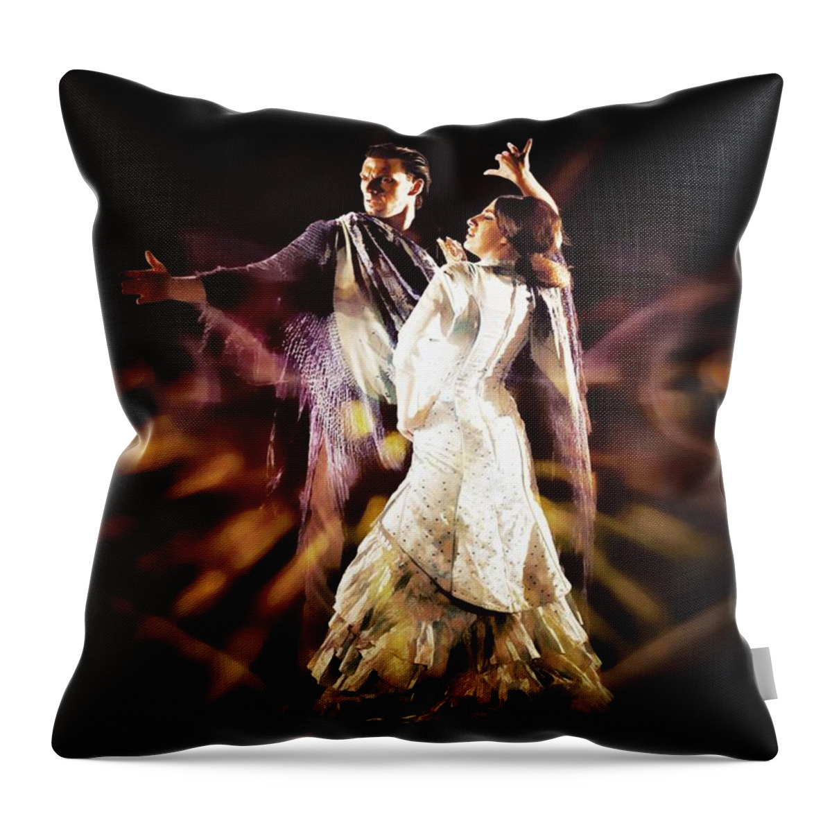 Flamenco Throw Pillow featuring the photograph Flamenco Performance by Jean Francois Gil