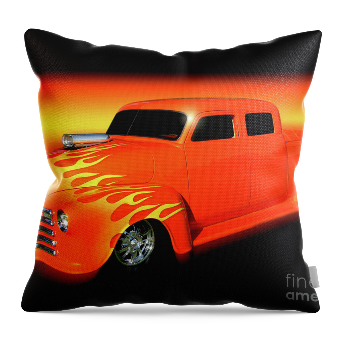 1948 Chevy Pickup Throw Pillow featuring the photograph Flaming 48 by Peter Piatt