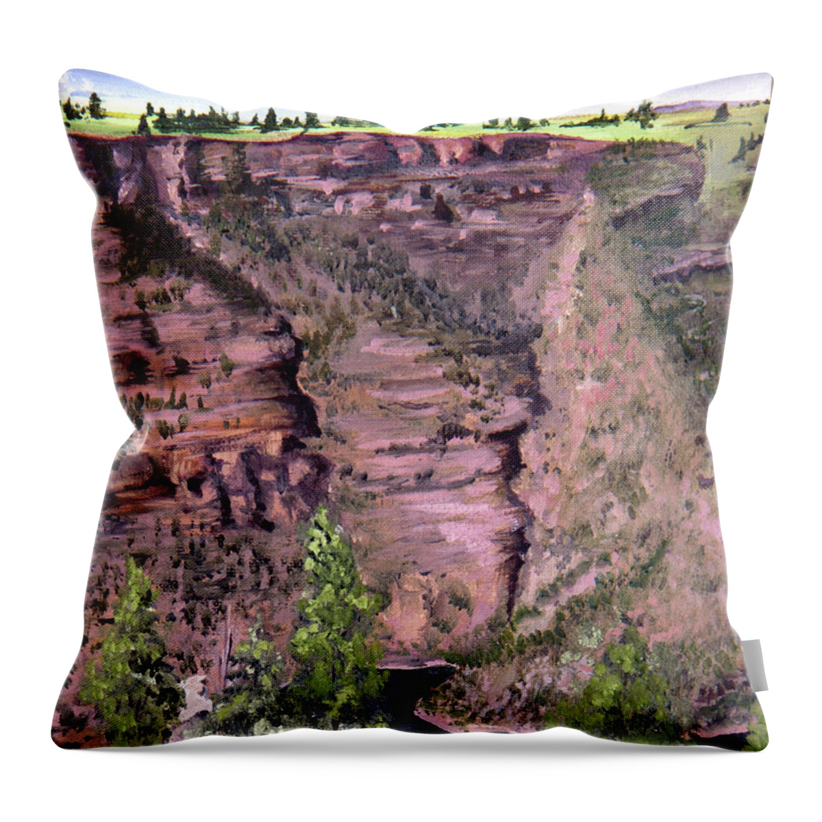 Flaming Gorge Throw Pillow featuring the painting Flaming Gorge by Nila Jane Autry