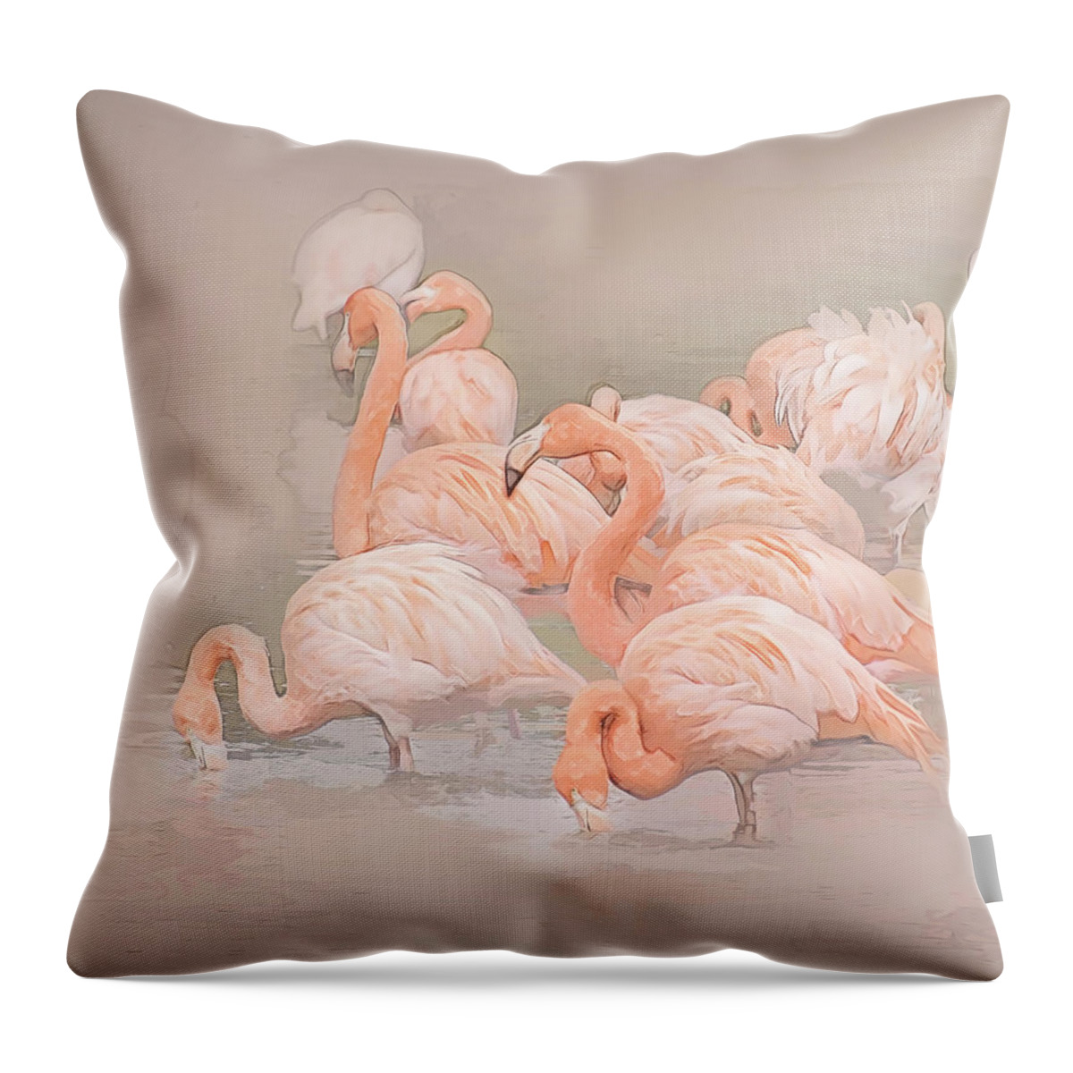 Flamingo Throw Pillow featuring the photograph Flamingo Fun by Brian Tarr