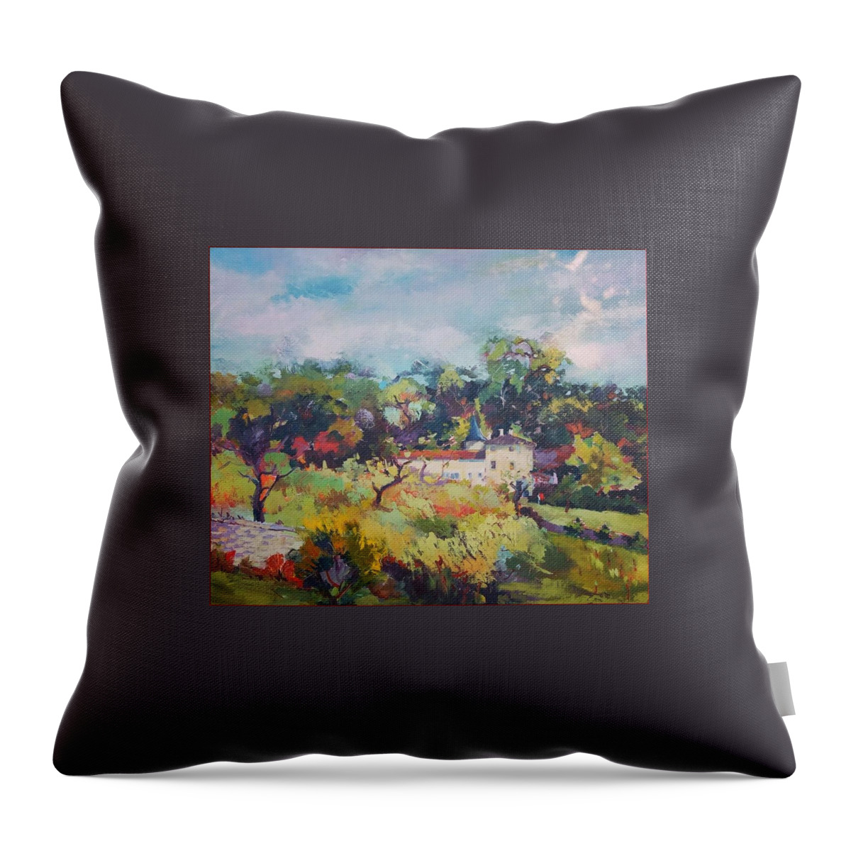  Throw Pillow featuring the painting Fleac 2017 by Kim PARDON