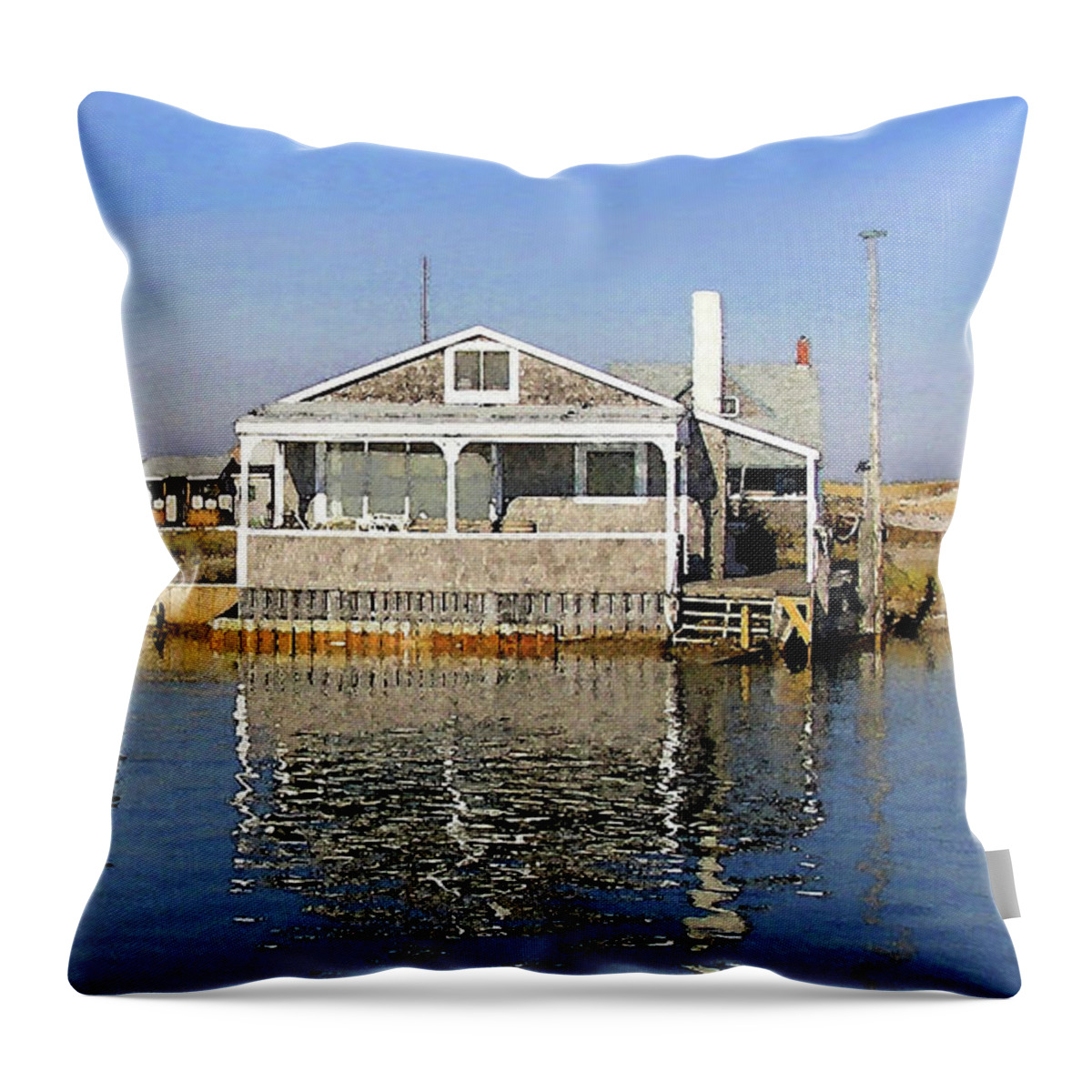Charles Harden Throw Pillow featuring the photograph Fletchers Camp and the Little House Sandy Neck by Charles Harden