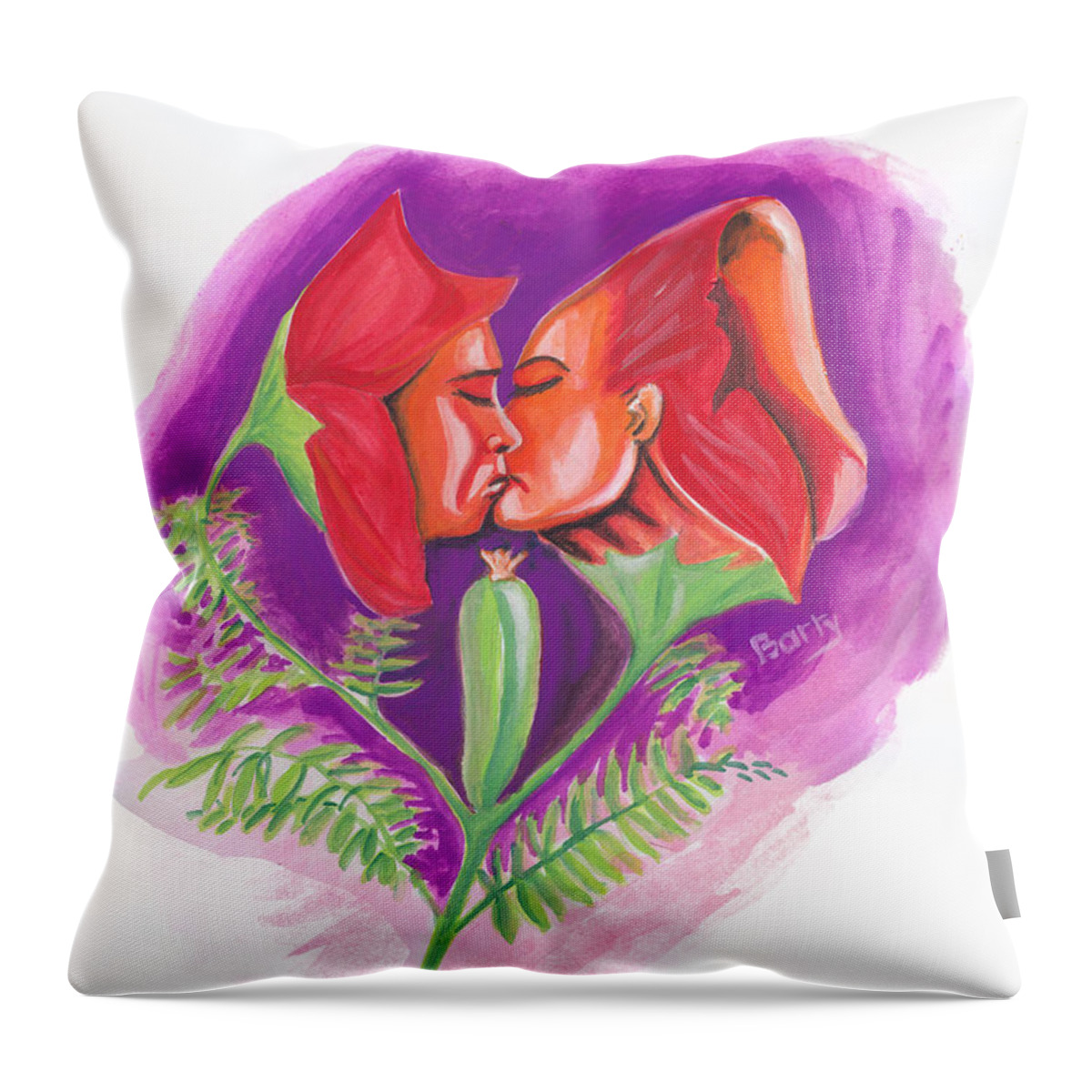 Love Throw Pillow featuring the painting Fleur d'Amour by Emmanuel Baliyanga
