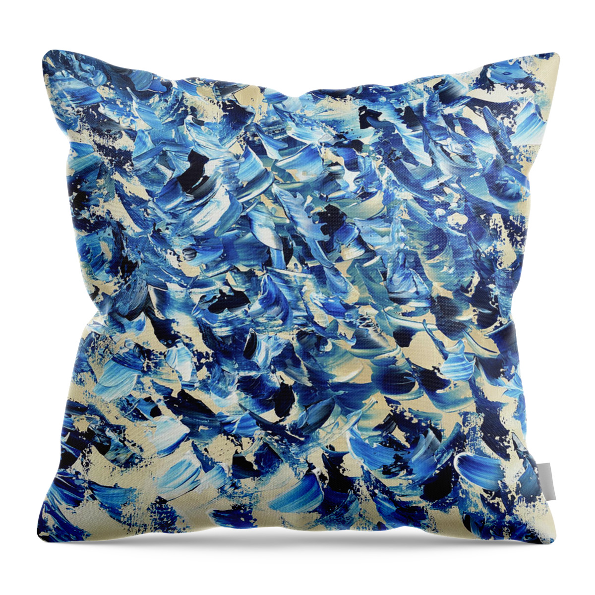 Blue Throw Pillow featuring the painting Flickers. by Kelly Fitzpatrick