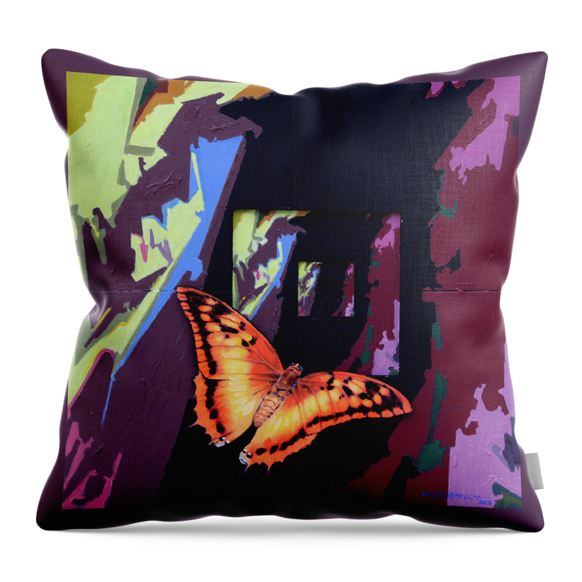 Butterfly Throw Pillow featuring the painting Flight Into Eternity by John Lautermilch