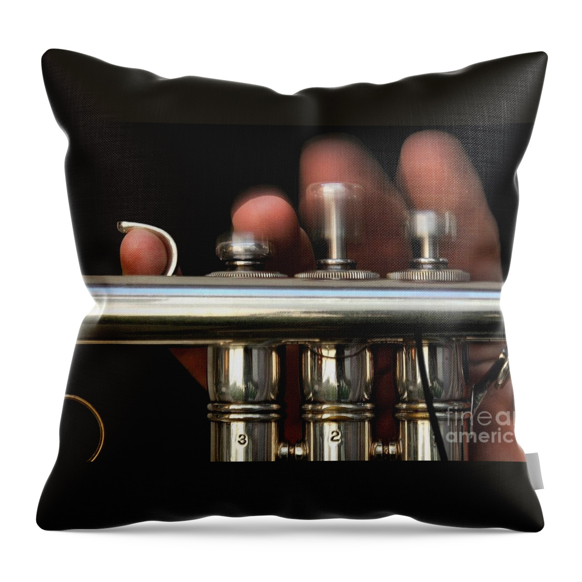 Trumpet Throw Pillow featuring the photograph Flight Of The Bumblebee by Dan Holm