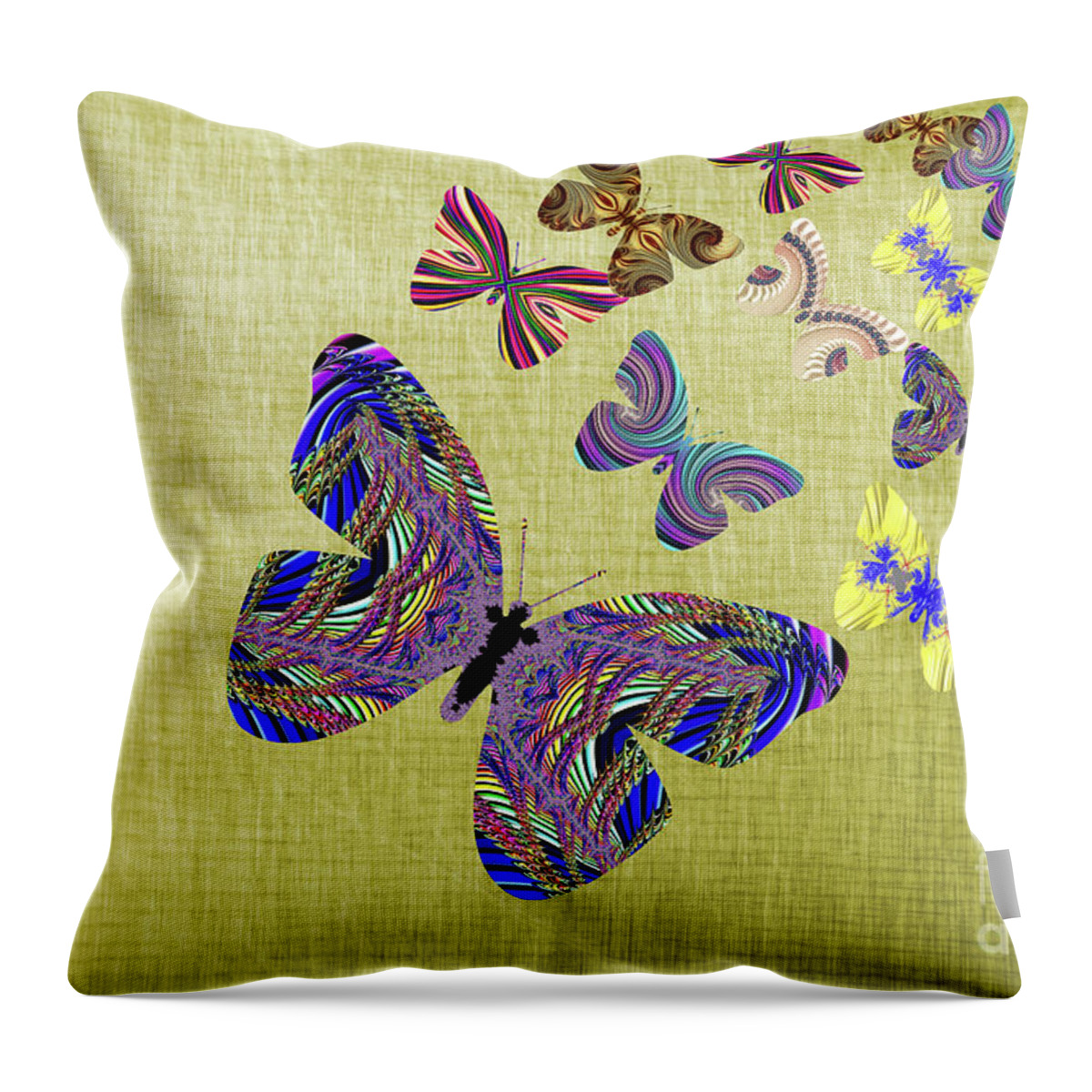 Butterflies Throw Pillow featuring the digital art Flight Of The Butterflies by Steve Purnell