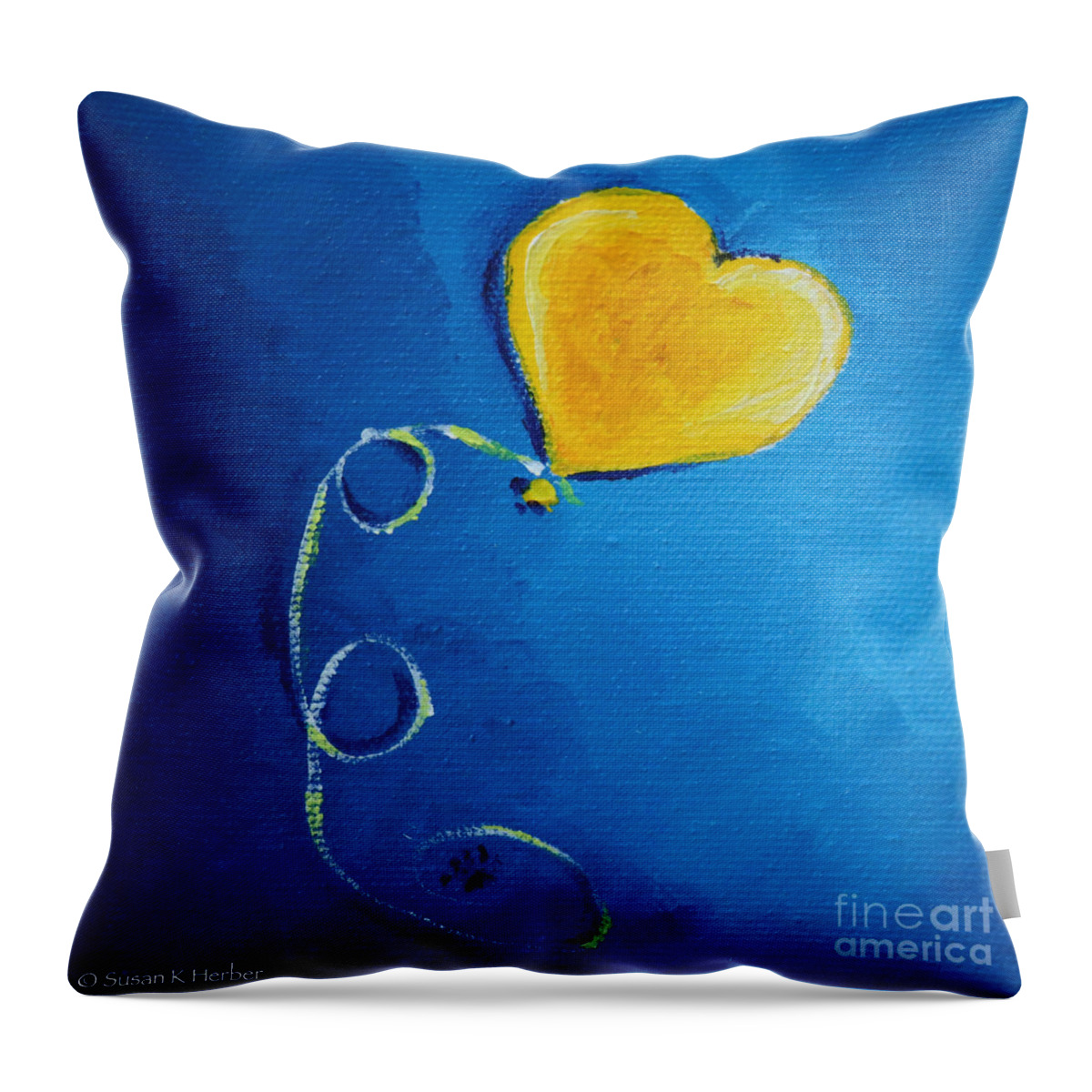 Heart Throw Pillow featuring the painting Floating Away by Susan Herber