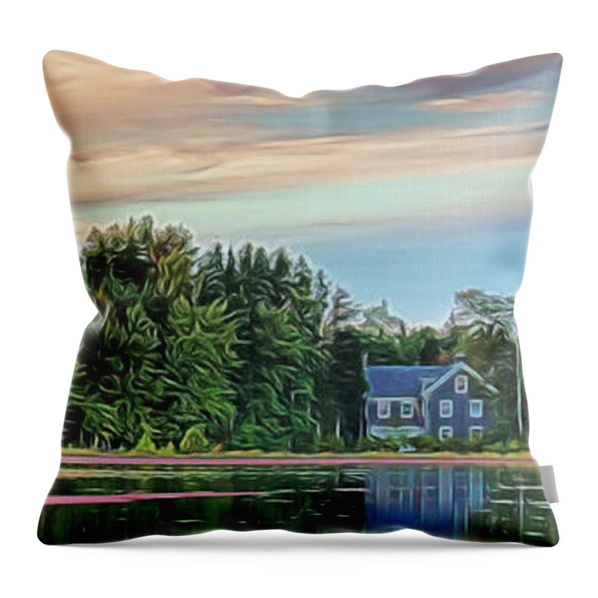 Cranberry Throw Pillow featuring the photograph Floating Cranberries in front of Suningive Whitesbog NJ by Beth Venner