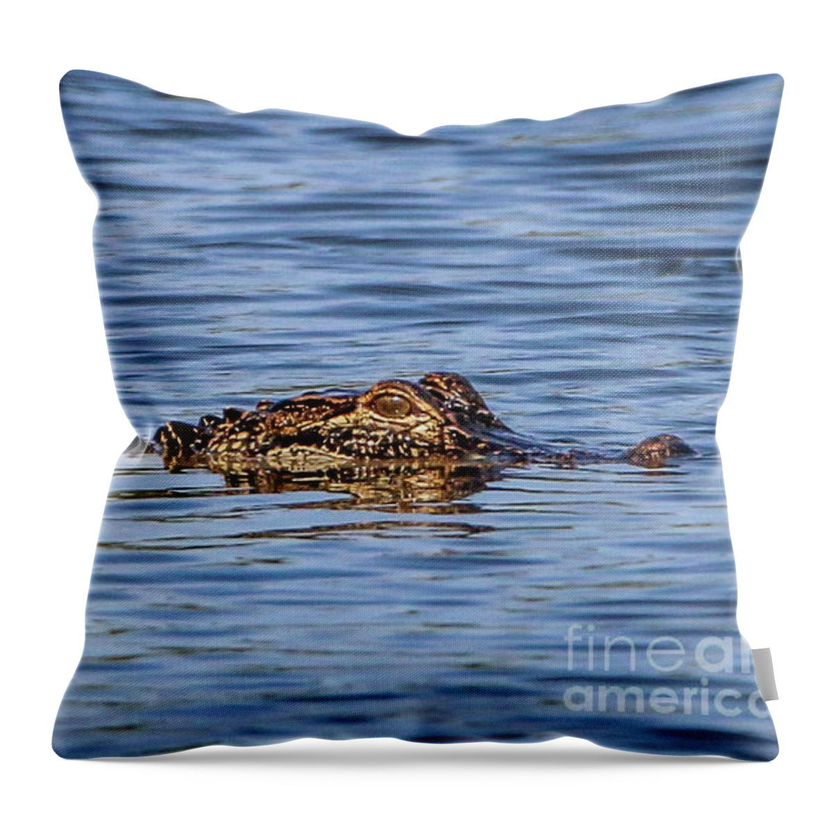 Gator Throw Pillow featuring the photograph Floating Gator by Tom Claud