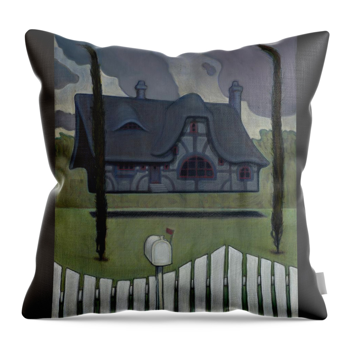 Floating House Throw Pillow featuring the painting Floating House by John Reynolds