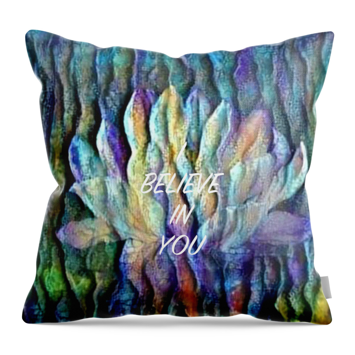 Floating Lotus Throw Pillow featuring the digital art Floating Lotus - I Believe In You by Artistic Mystic