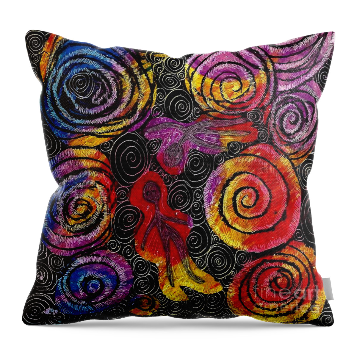 Abstract Throw Pillow featuring the drawing Floating by Sarah Loft
