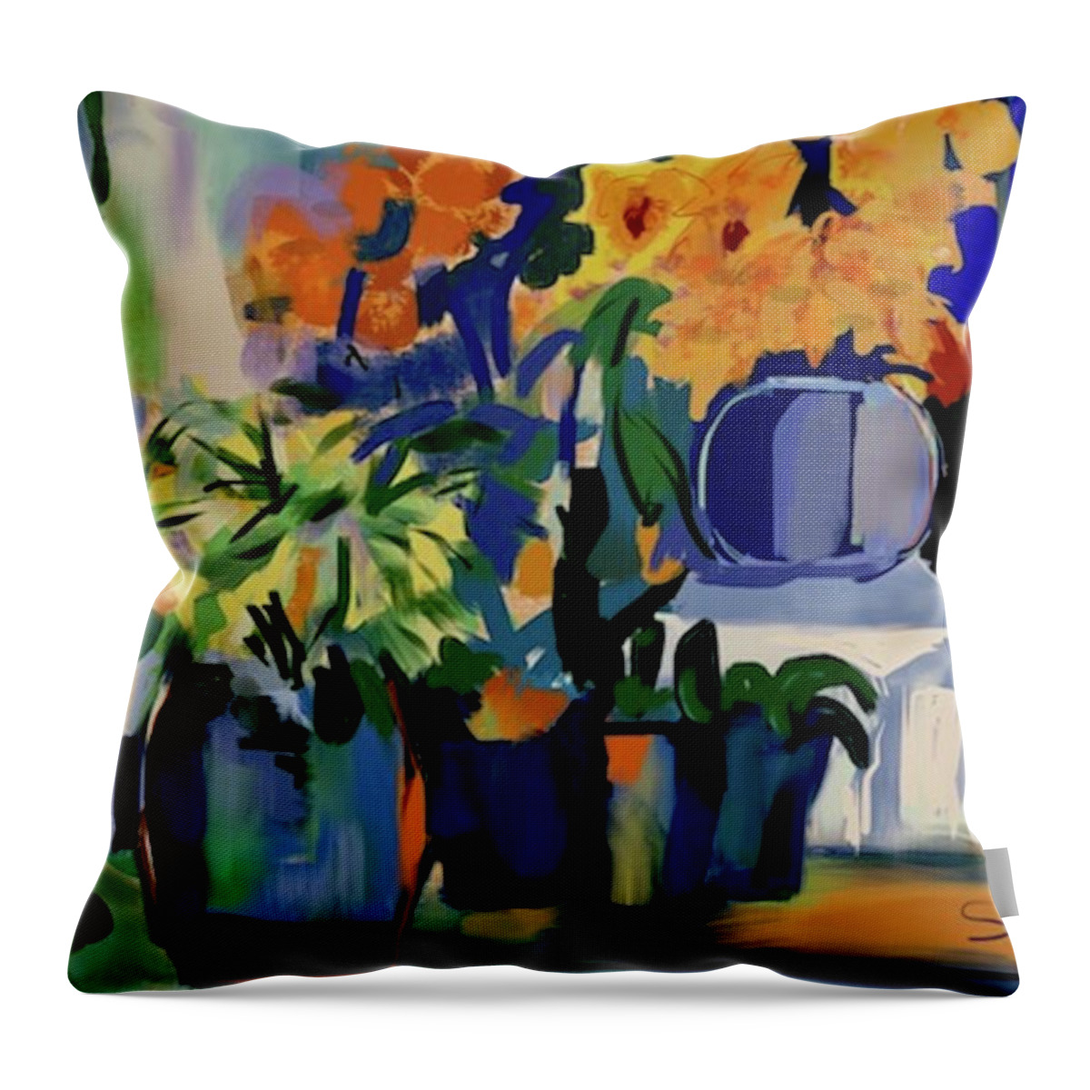 Abstract Throw Pillow featuring the digital art Floral Abstract by Sherry Killam