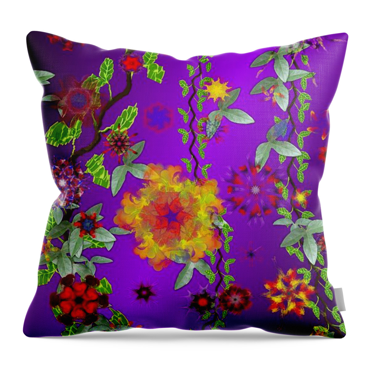 Flower Throw Pillow featuring the digital art Floral Fantasy 122410 by David Lane