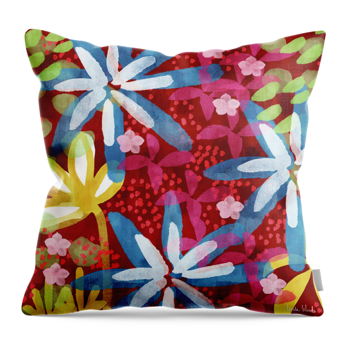 Garden Throw Pillow featuring the mixed media Floral Fantasy 2- Art by Linda Woods by Linda Woods