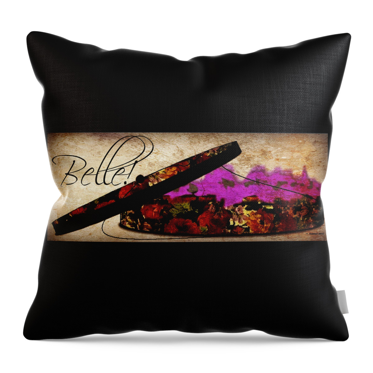 Digital Art Throw Pillow featuring the digital art Floral Hat Box - Contact Artist to License Image by Yolanda Holmon