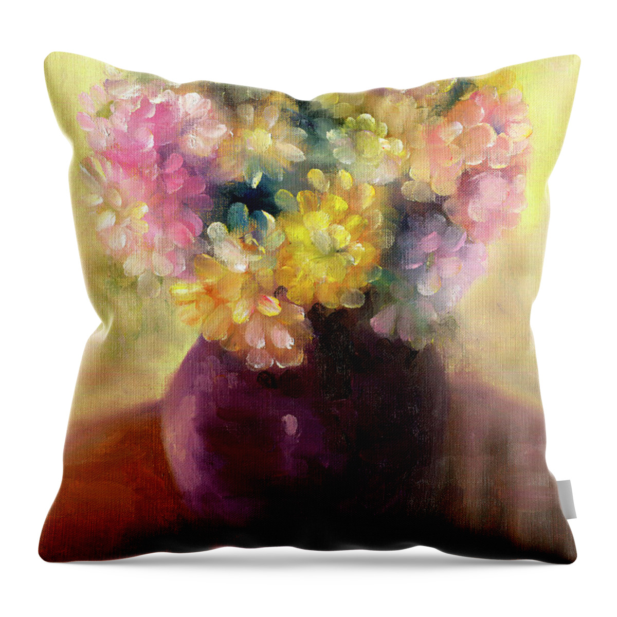 Floral Throw Pillow featuring the painting Floral Oil Sketch by Marlene Book