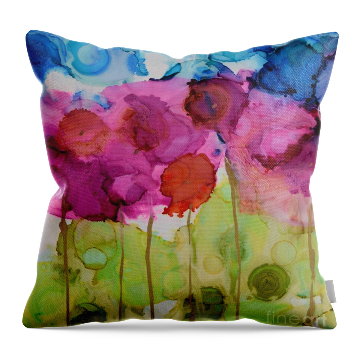 Floral Throw Pillow featuring the painting Floral Pink by Beth Kluth