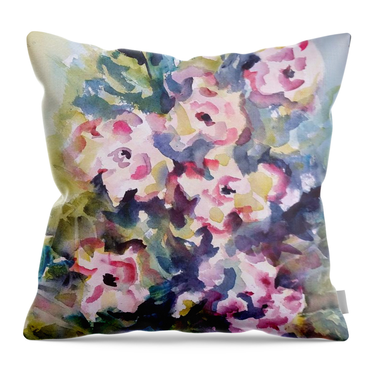 Flowers Throw Pillow featuring the painting Floral Rhythm by Kim Shuckhart Gunns