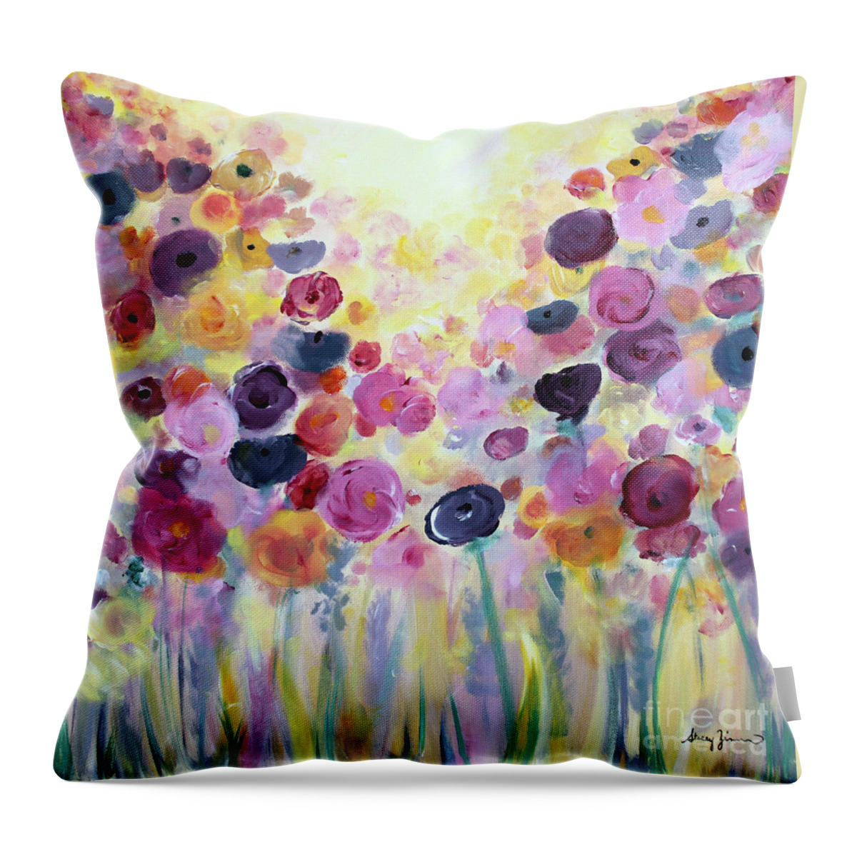 Floral Throw Pillow featuring the painting Floral Splendor III by Stacey Zimmerman