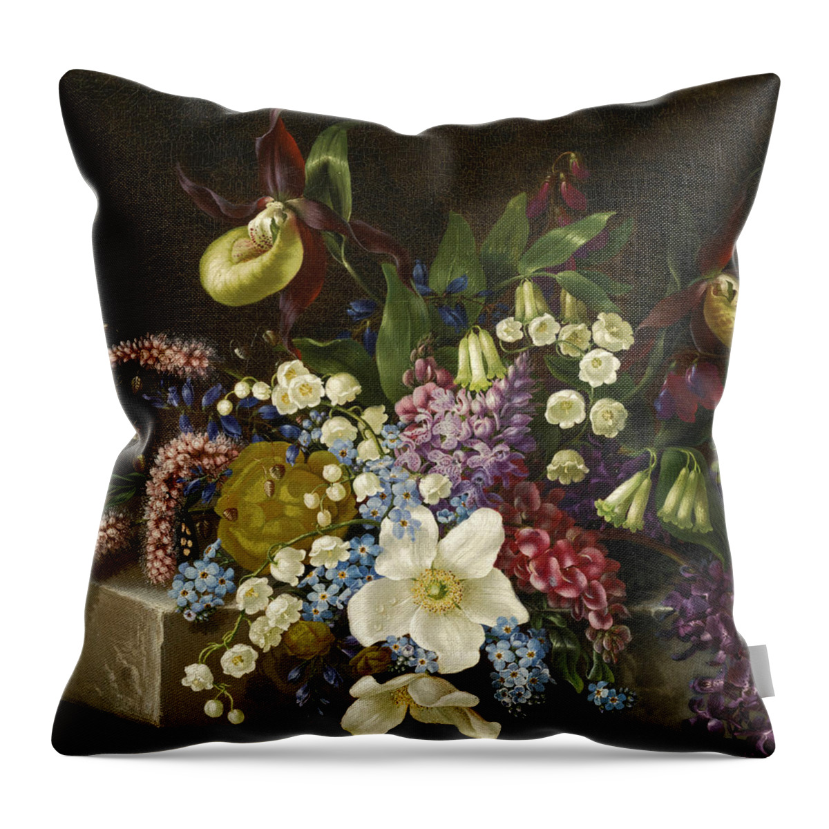 Adelheid Dietrich Throw Pillow featuring the painting Floral Still Life by Adelheid Dietrich