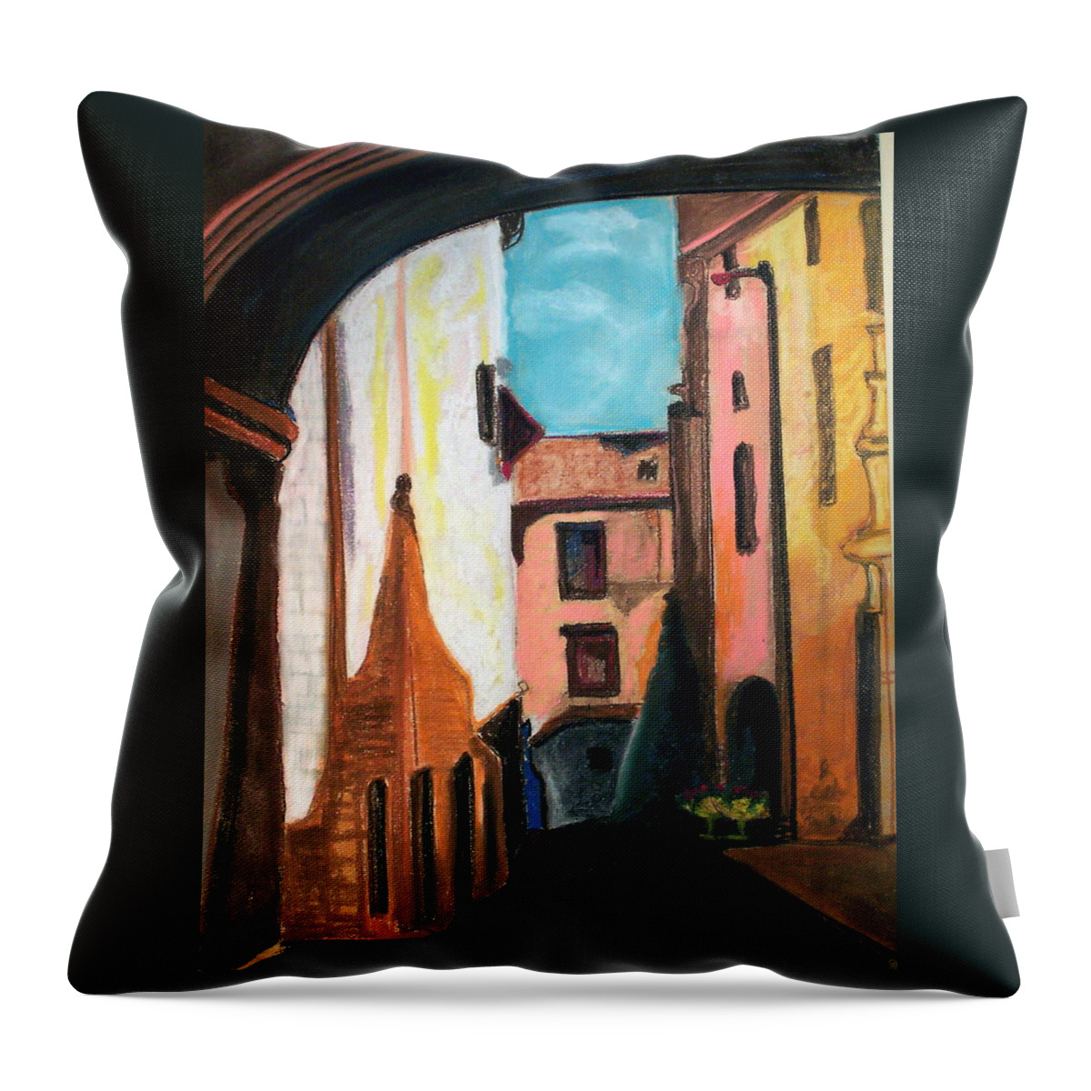 Pastel Throw Pillow featuring the drawing Florence Cove by Patricia Arroyo