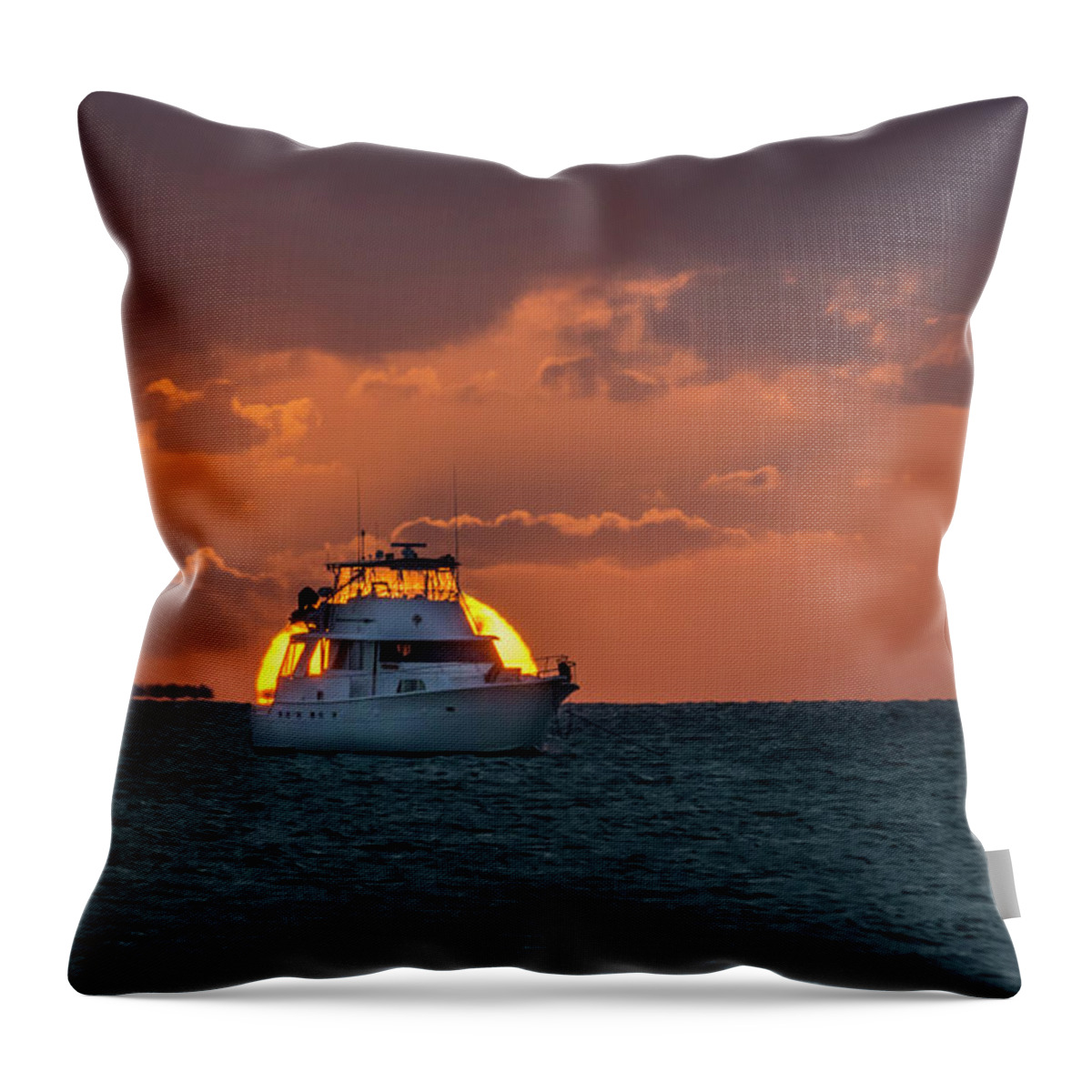 Yacht Throw Pillow featuring the photograph Florida Eclipse by Jerry Gammon