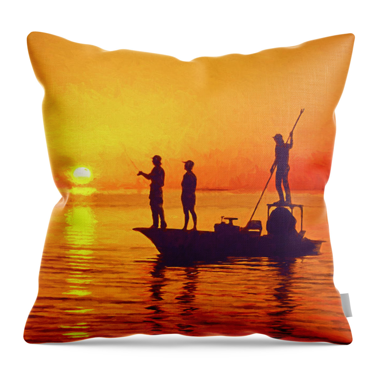 Fly Fishing Throw Pillow featuring the mixed media Florida Keys Fly Fishing by Dennis Cox Photo Explorer
