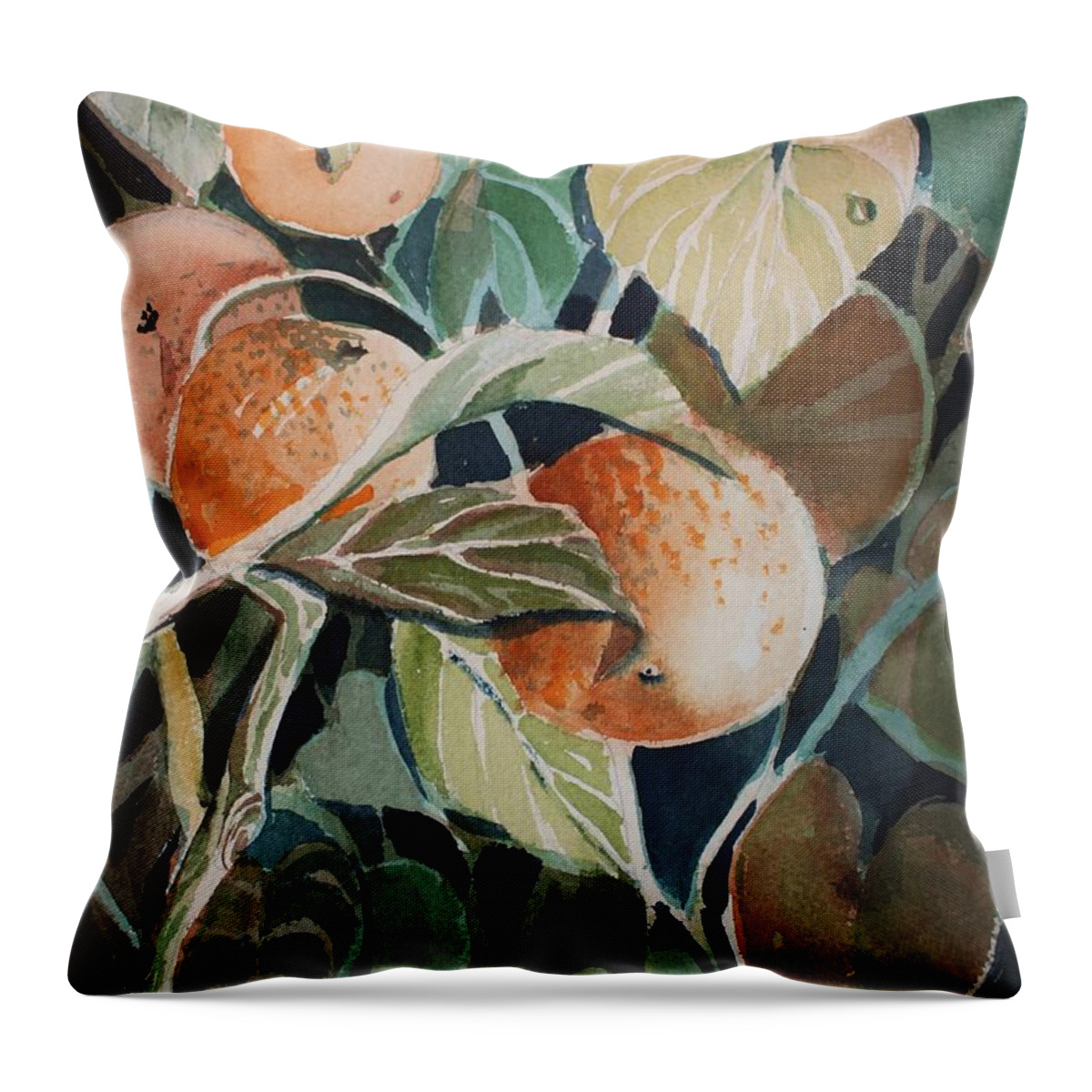 Oranges Throw Pillow featuring the painting Florida Oranges by Mindy Newman