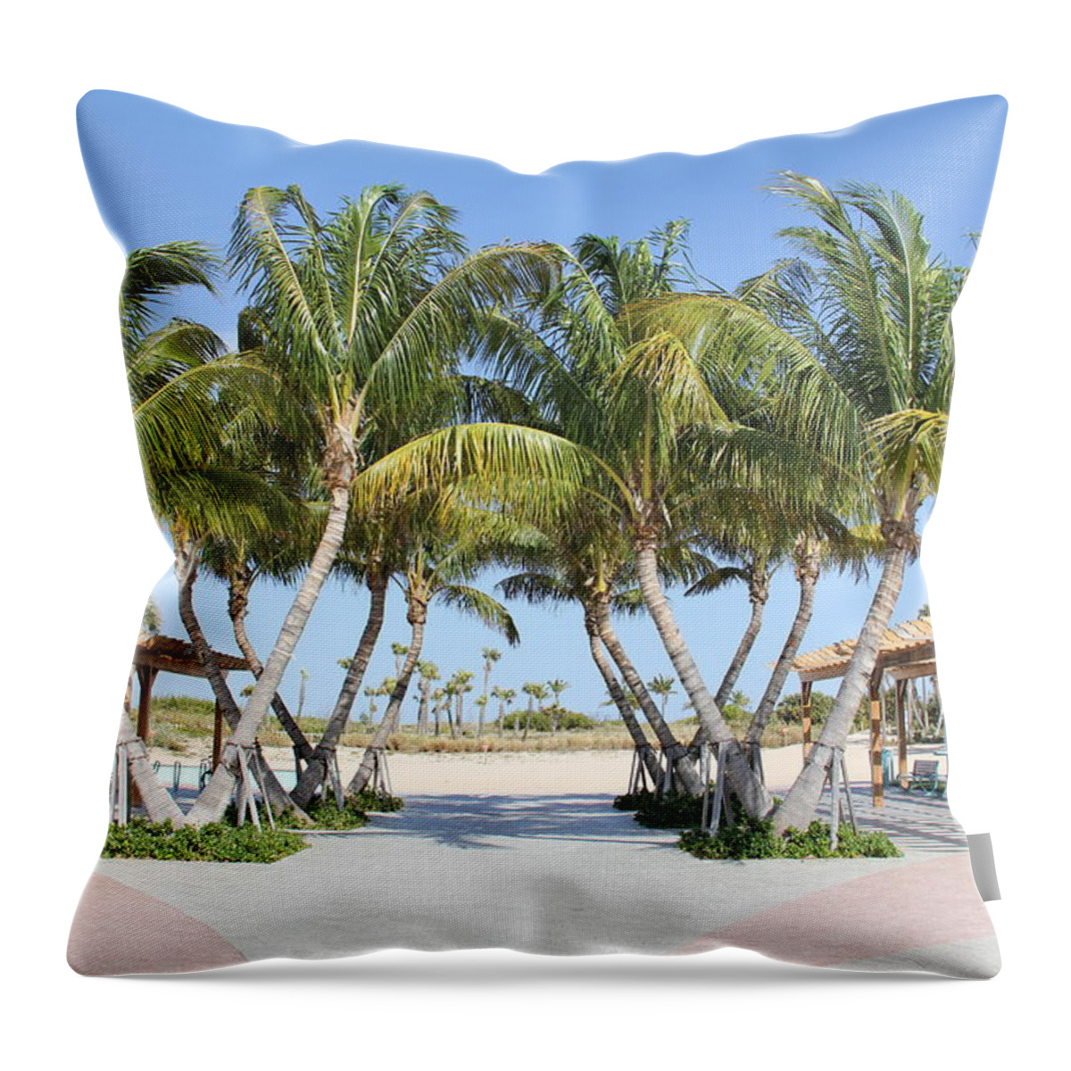 Florida Throw Pillow featuring the photograph Florida Palms at beach by Rebecca Pavelka