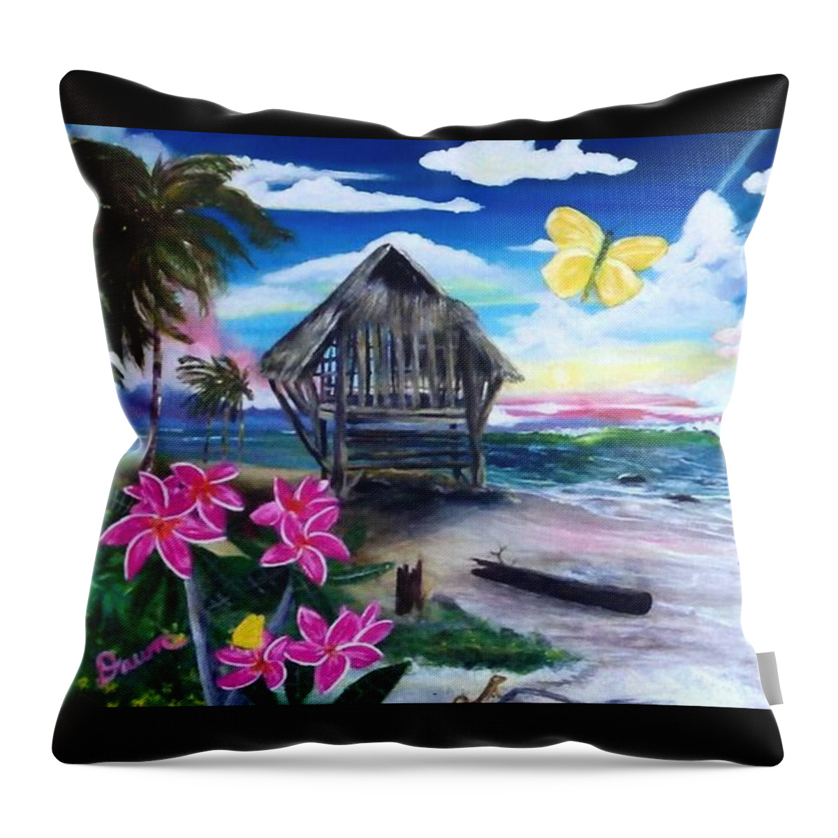Florida Throw Pillow featuring the painting Florida Room by Dawn Harrell