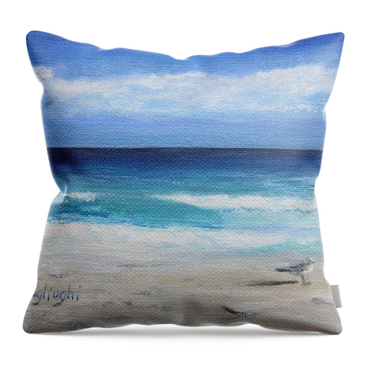 Water Throw Pillow featuring the painting Florida Seagull by Paula Pagliughi