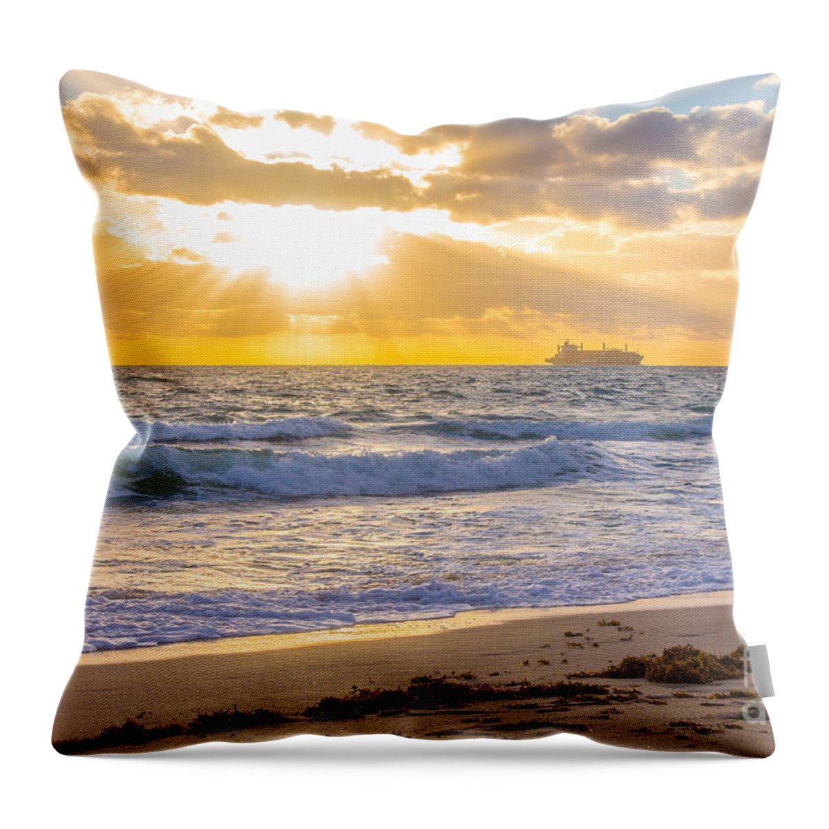 Beach Throw Pillow featuring the photograph Florida sunrise 1 by Claudia M Photography