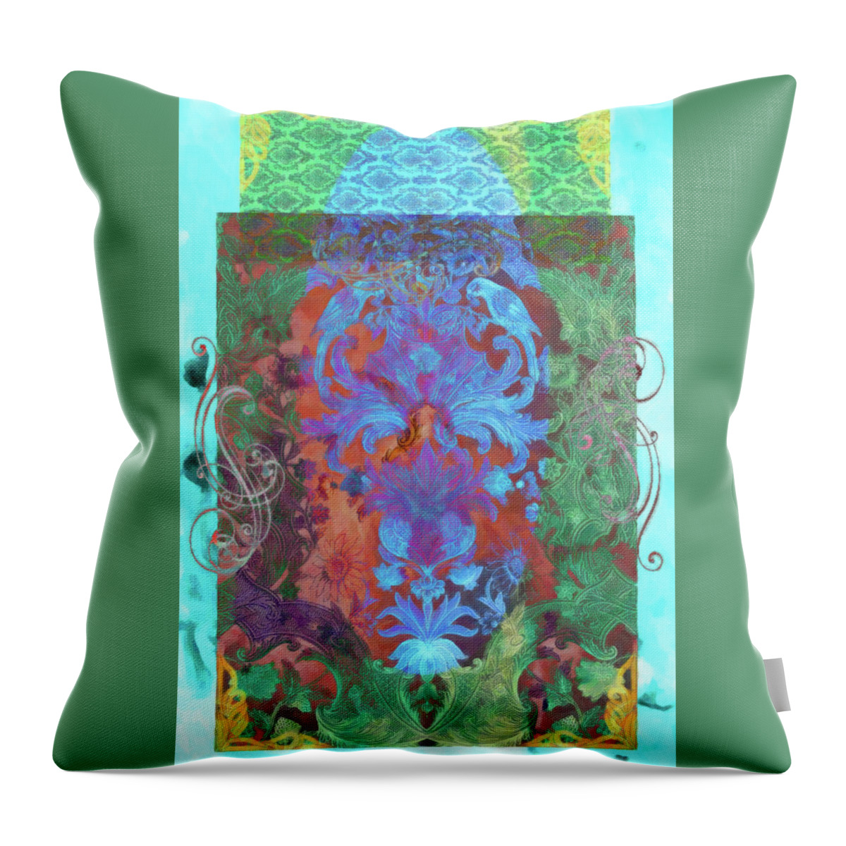 Design Throw Pillow featuring the mixed media Flourish 5 by Priscilla Huber