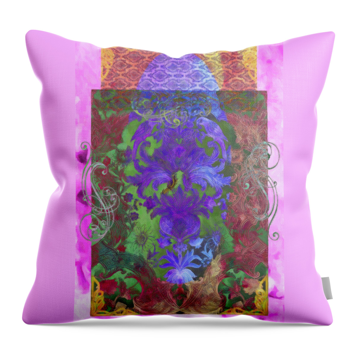 Design Throw Pillow featuring the mixed media Flourish 6 by Priscilla Huber