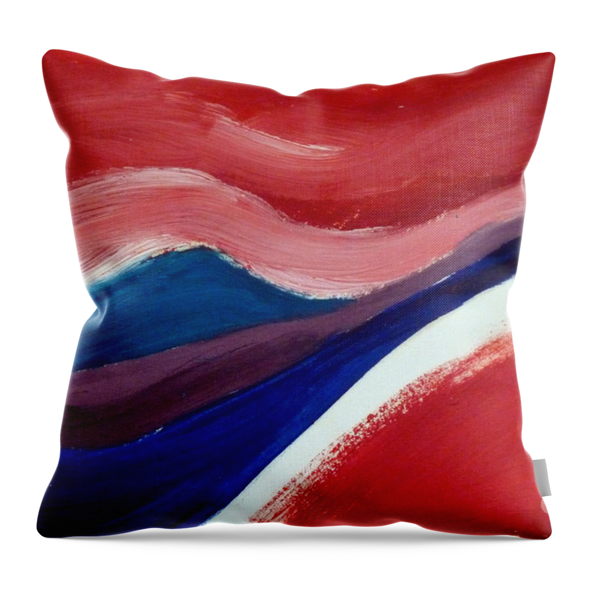 Red Throw Pillow featuring the painting Flow by Francesca Mackenney