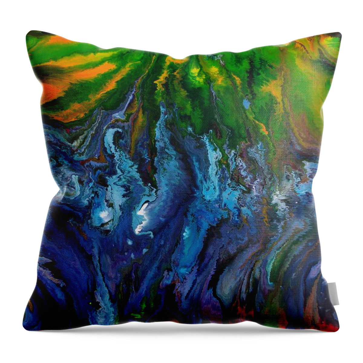 Zigzags Throw Pillow featuring the painting Flow by Lori Kingston