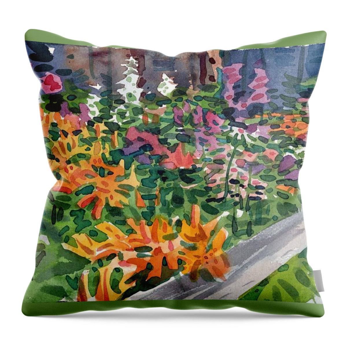 Flowers Throw Pillow featuring the painting Flower Garden by Donald Maier