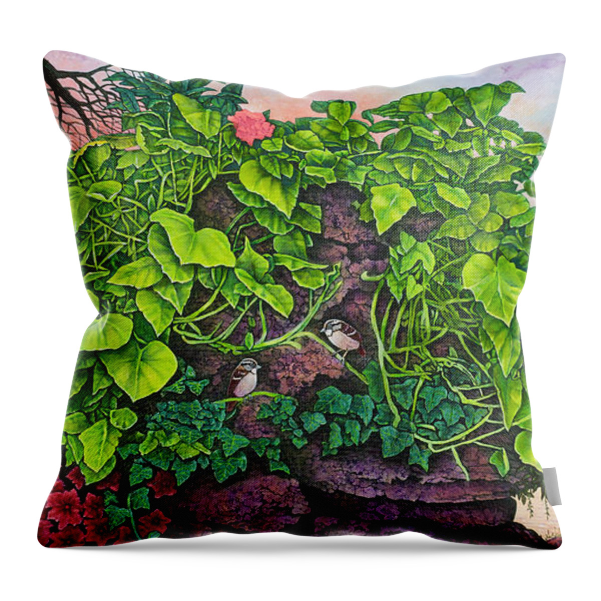Flower Throw Pillow featuring the painting Flower Garden VIII by Michael Frank