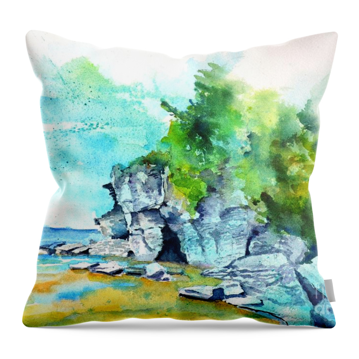 Nature Throw Pillow featuring the painting Flower Pot Island by Betty M M Wong