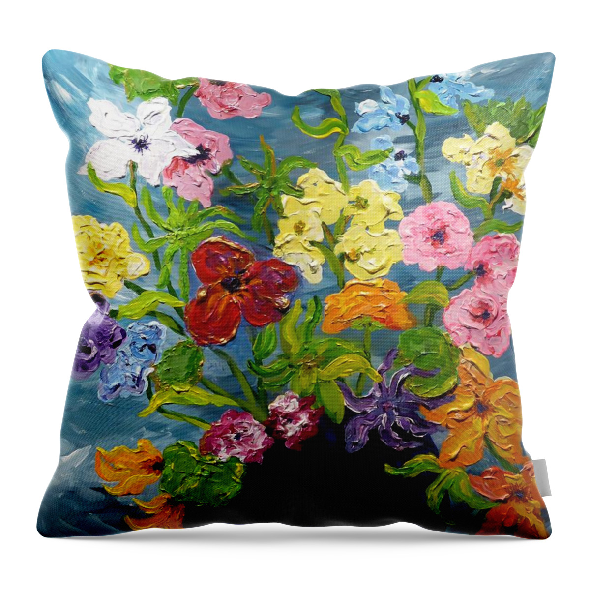 Floral Throw Pillow featuring the painting Flower Power by Diane Arlitt