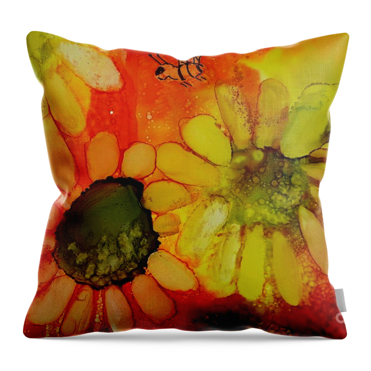 Alcohol Throw Pillow featuring the painting Flower Power by Terri Mills