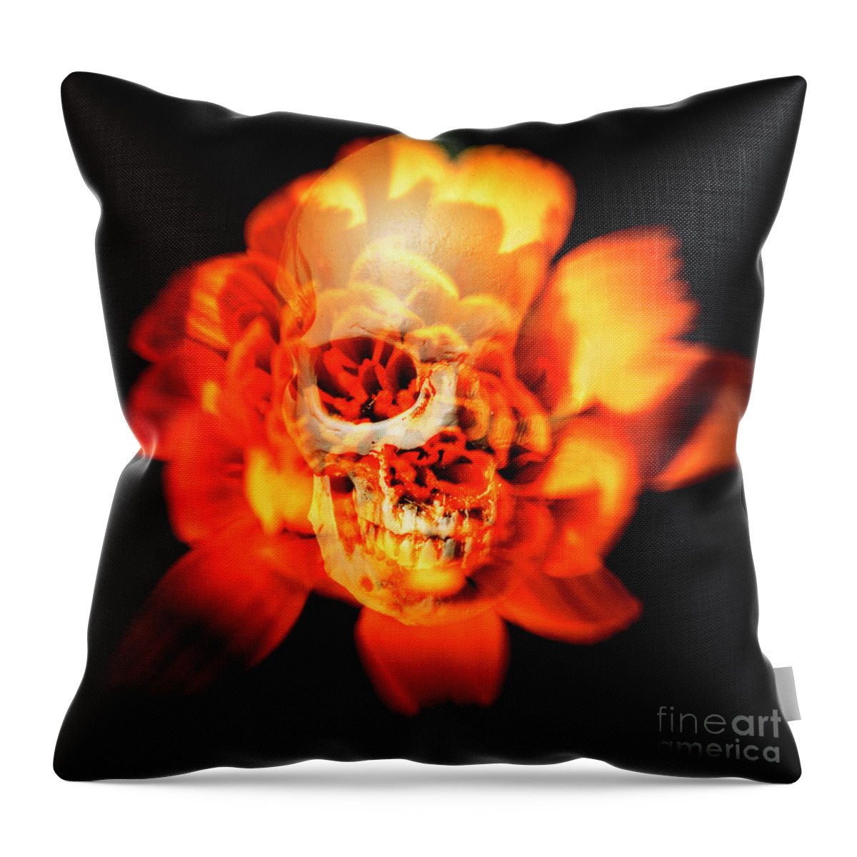 Halloween Throw Pillow featuring the photograph Flower skull by Jorgo Photography